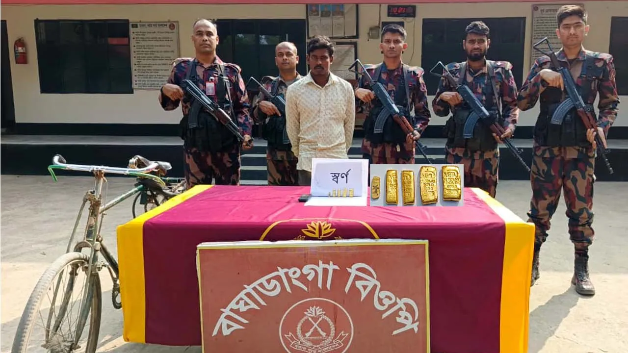 ঝিনাইদহ সীমান্তে ৭৭ লাখ টাকার স্বর্ণসহ চোরাকারবারি আটক