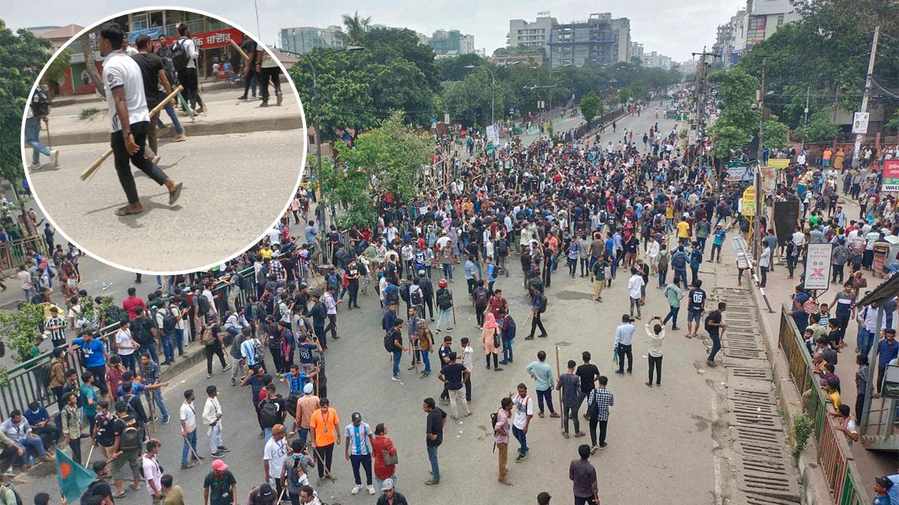 নতুনবাজারে শিক্ষার্থীদের সঙ্গে ছাত্রলীগের সংঘর্ষ