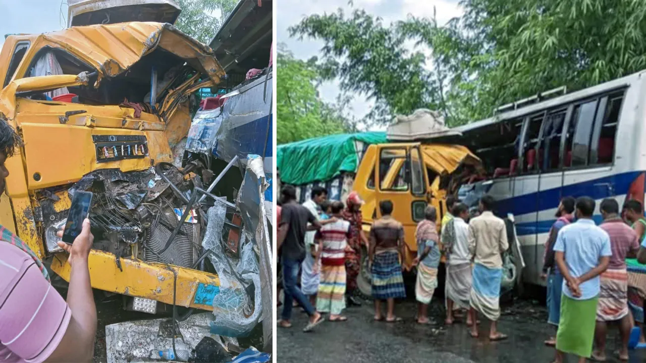 বাস-ট্রাক সংঘর্ষে সড়কেই ঝরল ৩ প্রাণ