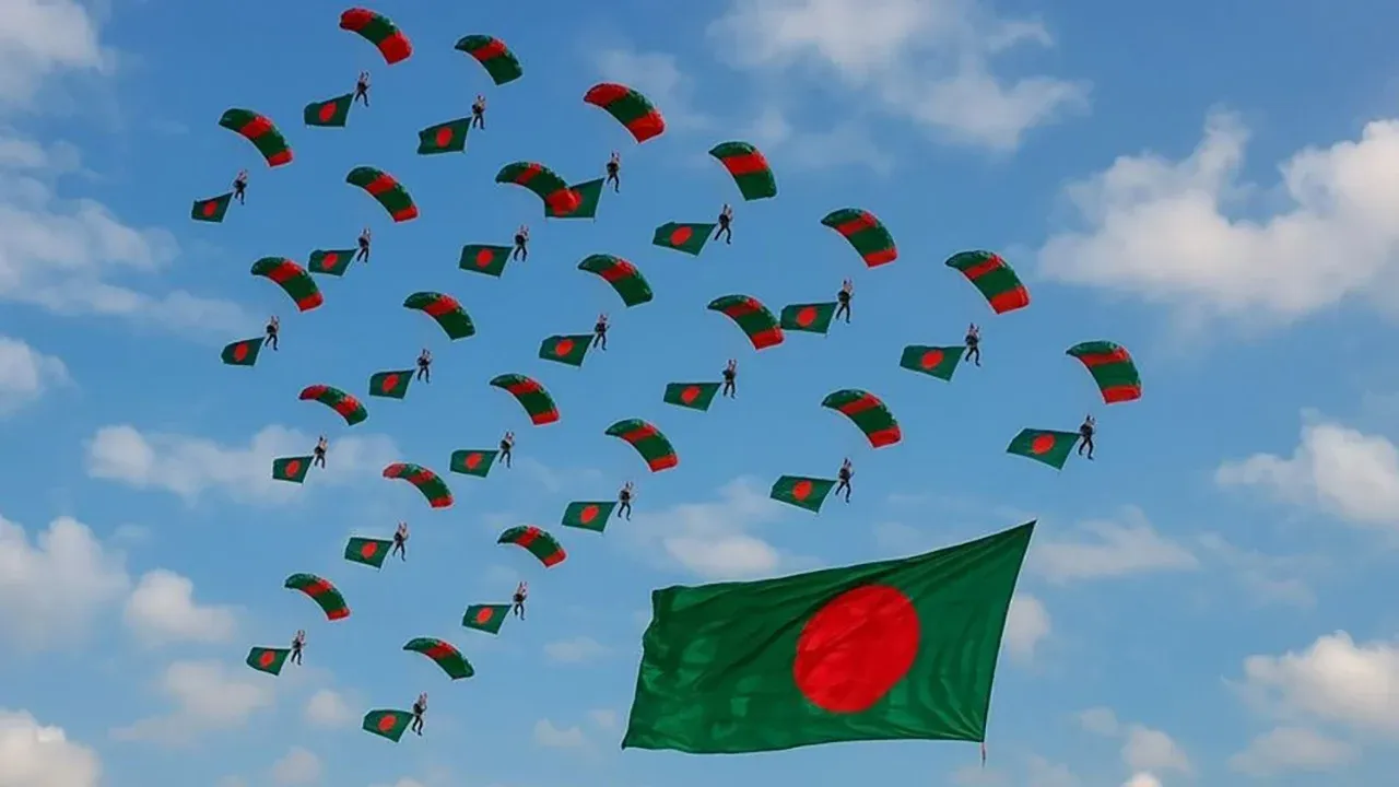পতাকা হাতে প্যারাস্যুটিংয়ে বাংলাদেশের বিশ্ব রেকর্ড