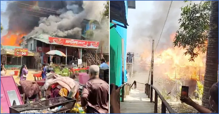 আড়াই ঘণ্টায়ও নিয়ন্ত্রণে আসেনি সাজেকের আগুন, পুড়ছে রিসোর্ট-কটেজ