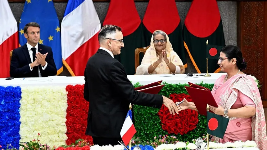 Dhaka, Paris sign bilateral instruments on infrastructure, satellite system