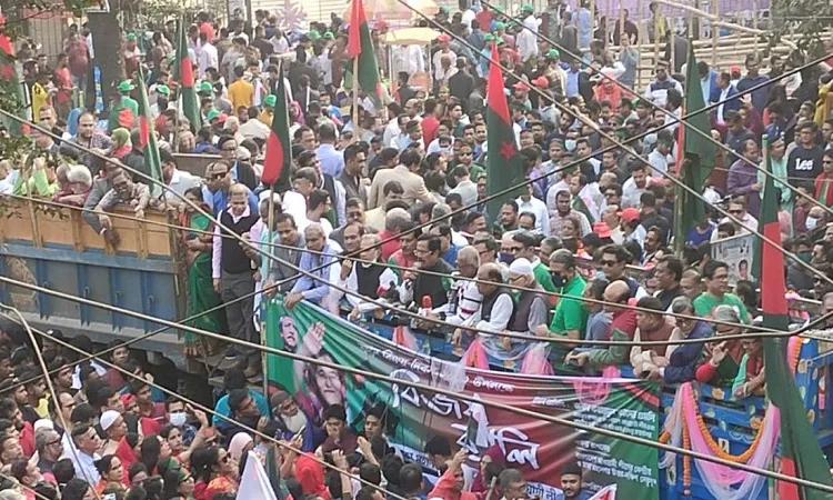 রাজধানীতে  আওয়ামী লীগের বিজয় শোভাযাত্রা