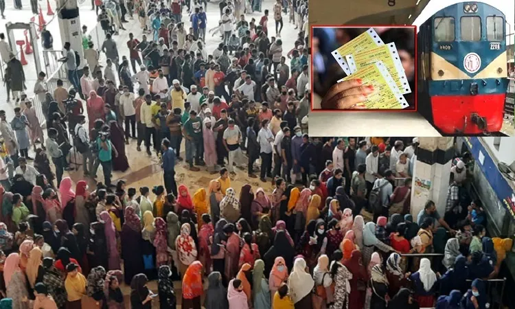 কমলাপুরে টিকিটপ্রত্যাশীদের উপচেপড়া ভিড়